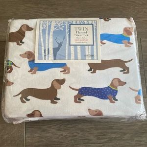Dachshund dog flannel sheet set
